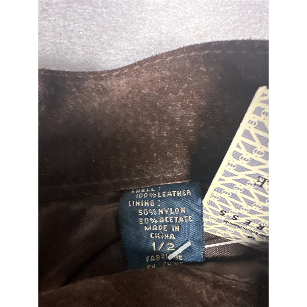 Vintage Exp Jeans By Express Suede Leather Pants W 1/2 High Rise Chocolate Brown - Picture 3 of 8